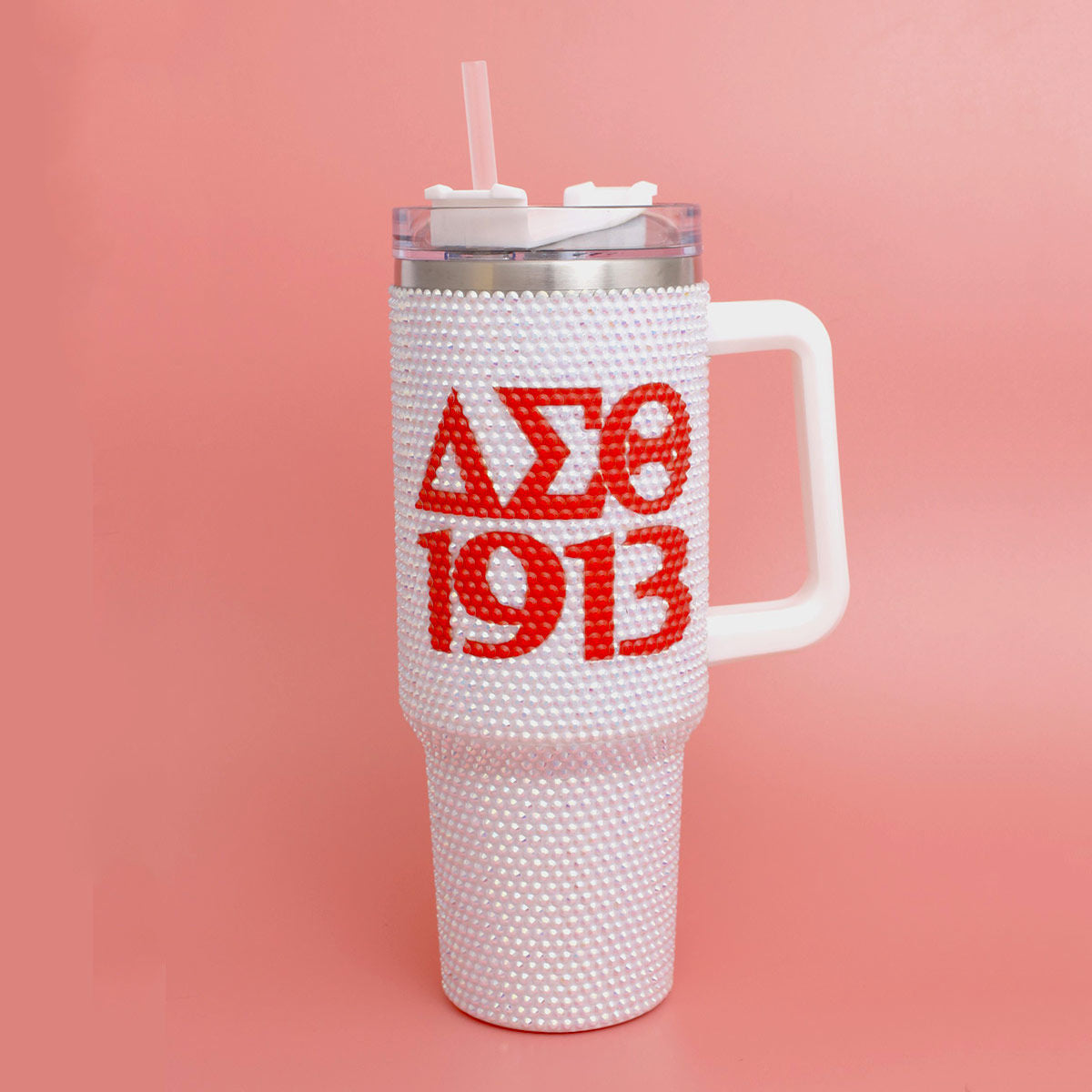 DST Sorority White Bling 40.5 oz Tumbler Cup