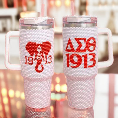 DST Sorority White Bling 40.5 oz Tumbler Cup