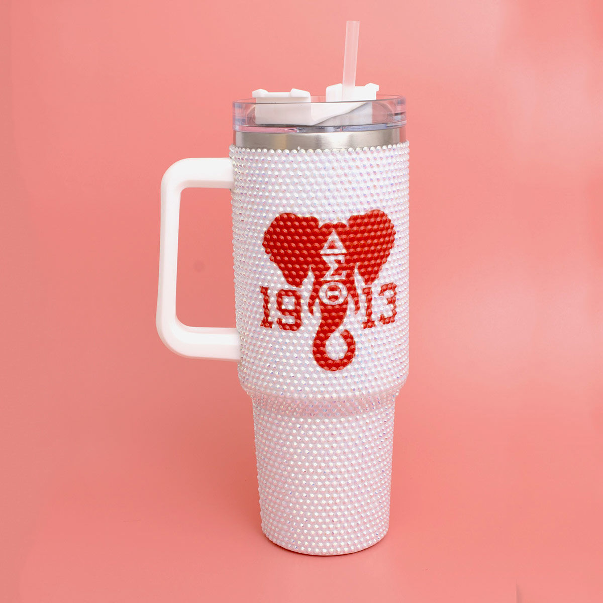 DST Sorority White Bling 40.5 oz Tumbler Cup