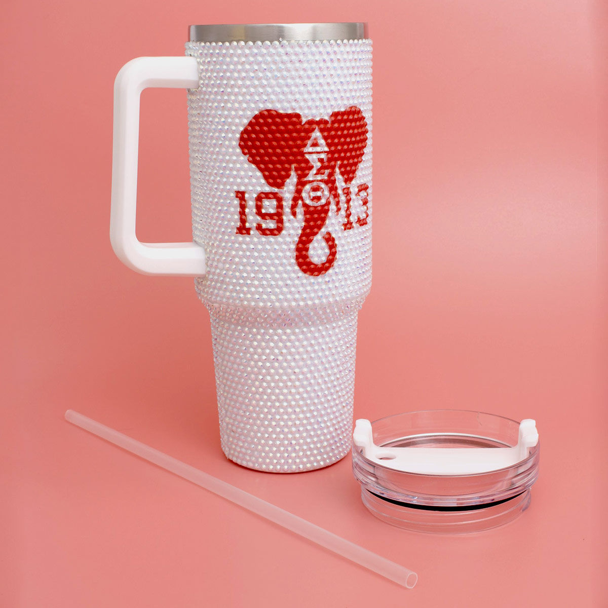 DST Sorority White Bling 40.5 oz Tumbler Cup