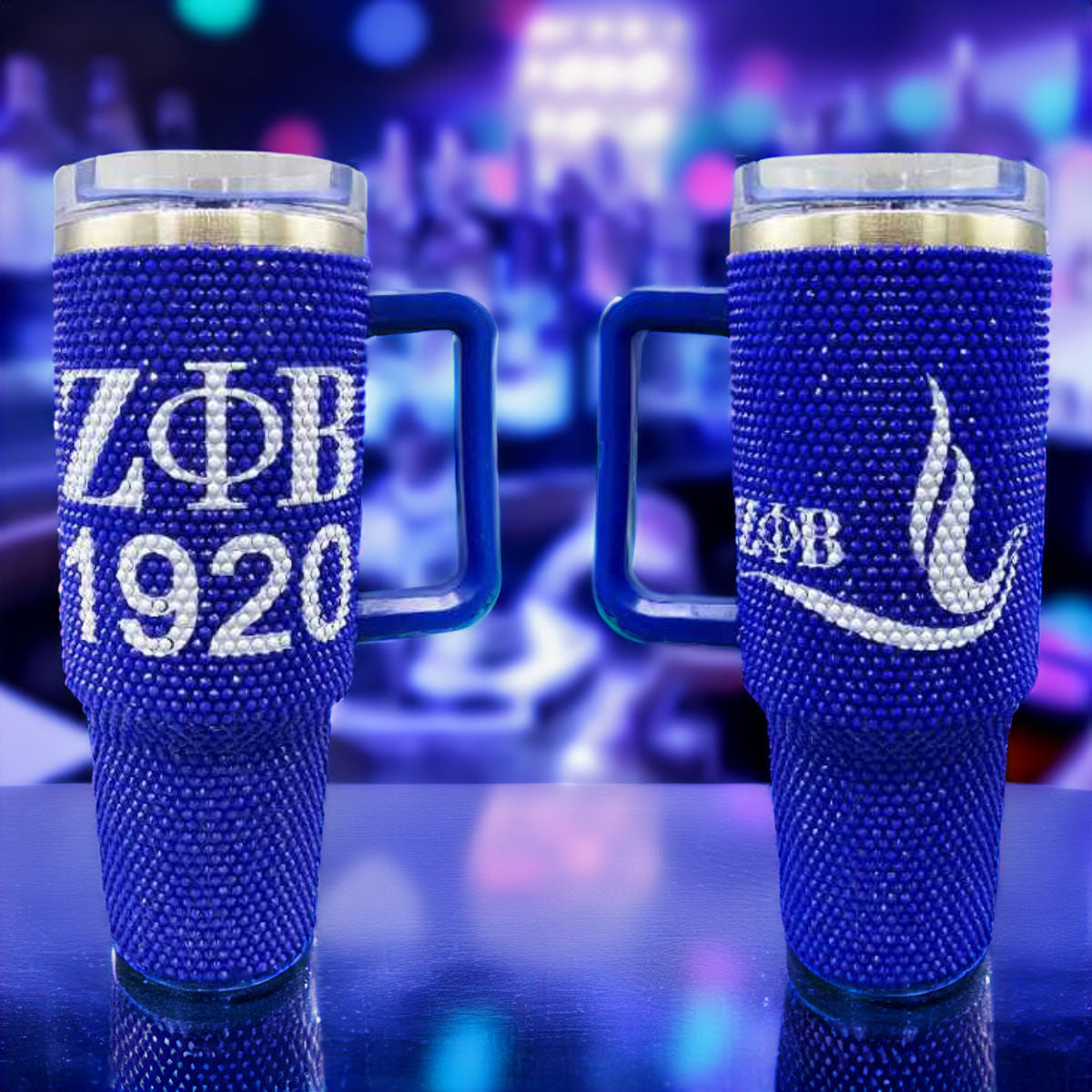 ZPB Sorority Blue Bling 40.5 oz Tumbler Cup