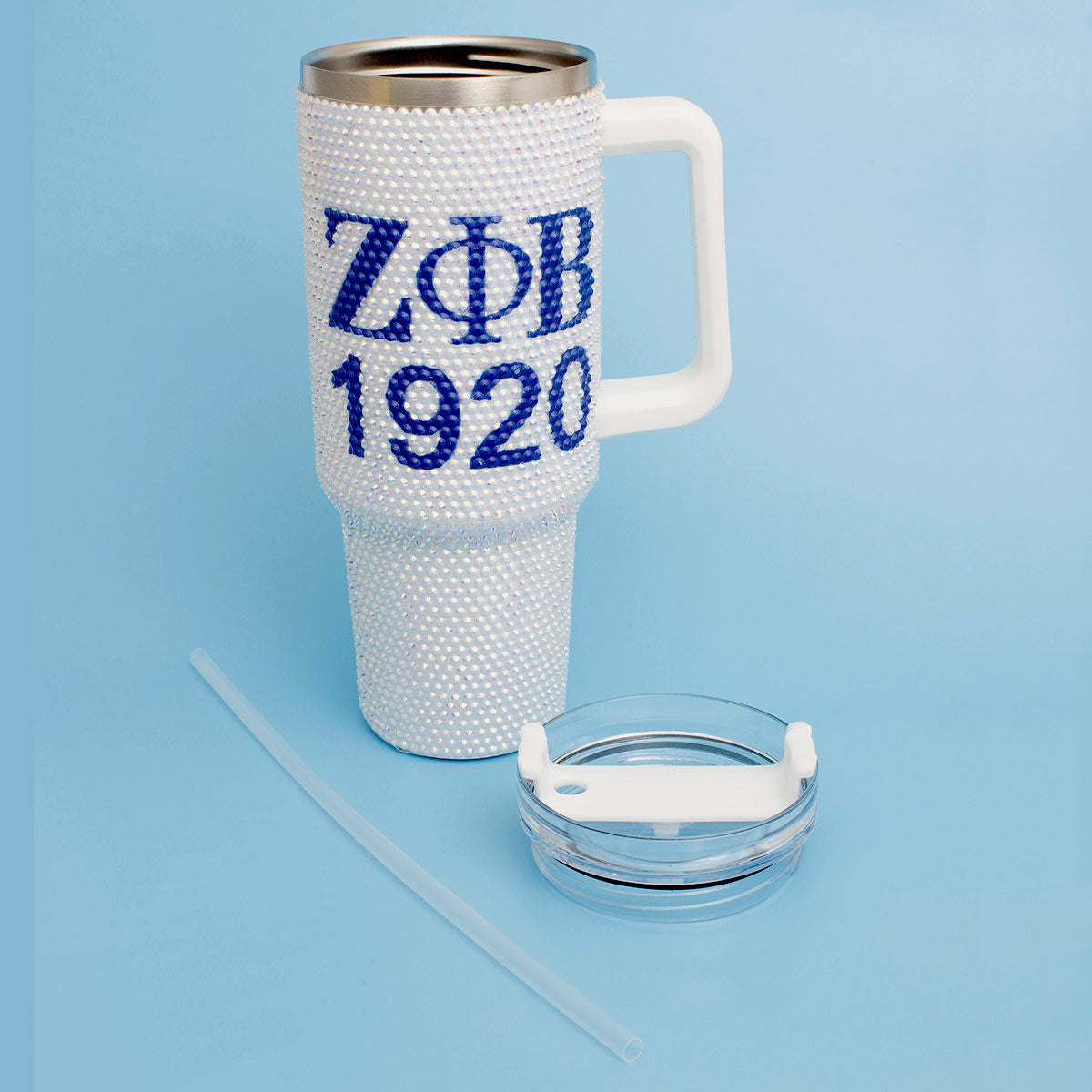 ZPB Sorority White Bling 40.5 oz Tumbler Cup