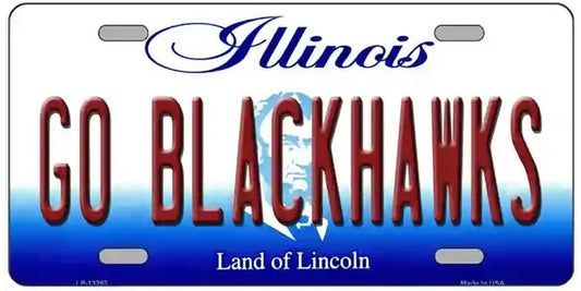 Go Blackhawks Style License Plate Sign