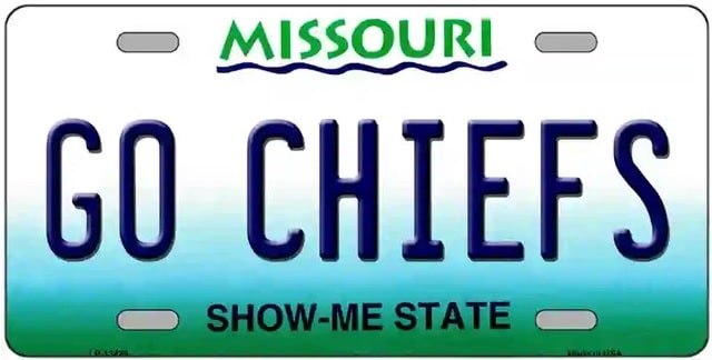 Go Chiefs Novelty Missouri License Plate