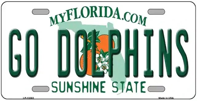 Go Dolphins Novelty License Plate