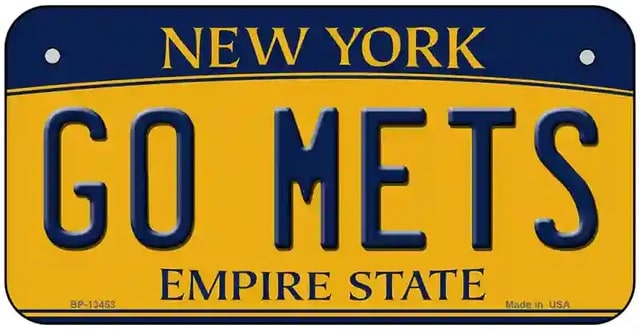 Go Mets Fan Souvenir Bicycle License Plate