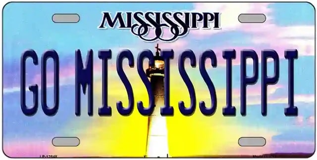 Go Mississippi Novelty Metal License Plate