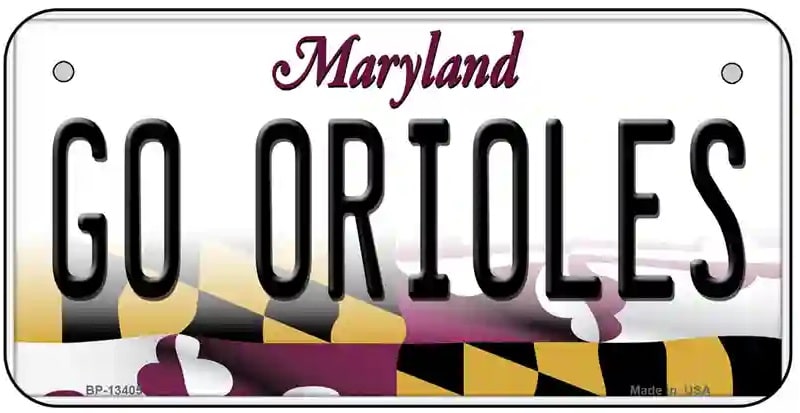 Go Orioles Bicycle License Plate