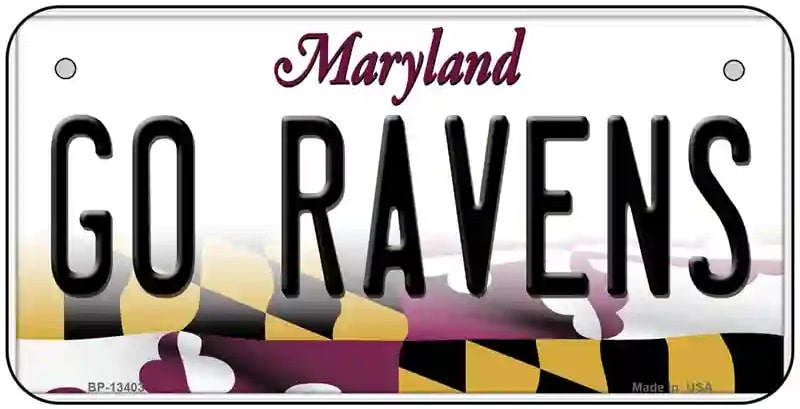Go Ravens Bicycle License Plate