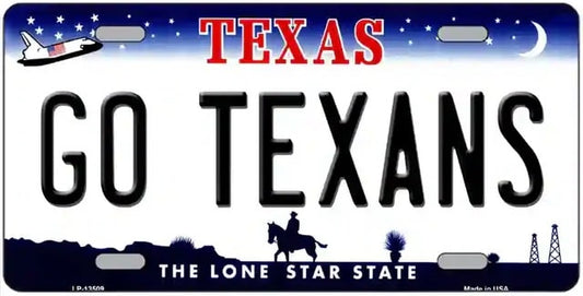 GO TEXANS Novelty License Plate 