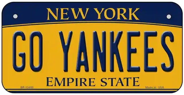Go Yankees Fan Souvenir Bicycle License Plate