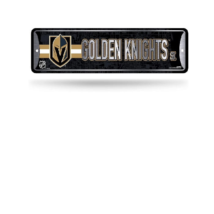 Vegas Golden Knights street sign with logo on a white background