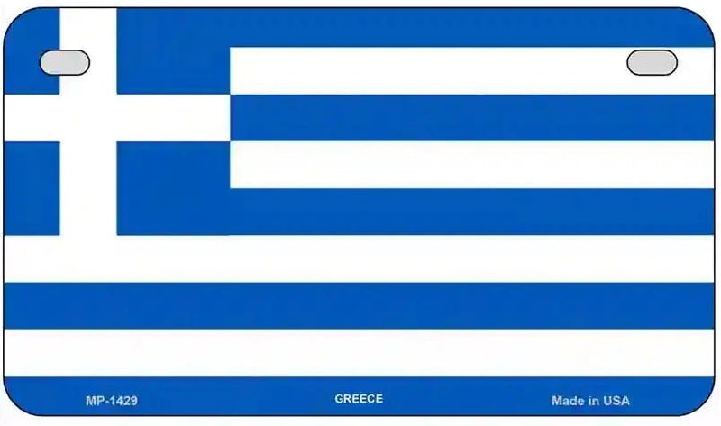 Greek Greece Flag License Plate. License plate with Greek flag design.