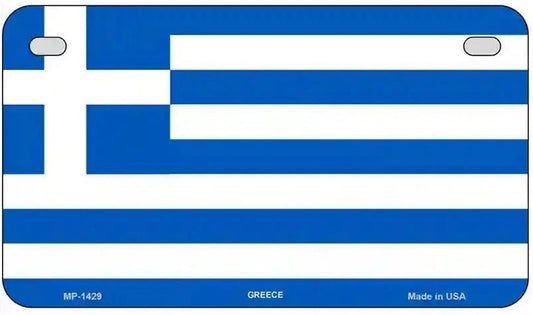 Greek Greece Flag License Plate. License plate with Greek flag design.
