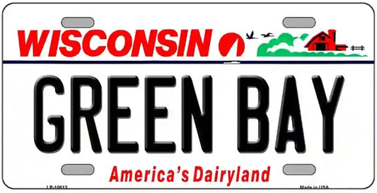 Green Bay Wisconsin Novelty License Plate. Wisconsin license plate with 'Green Bay' and 'America's Dairyland' text