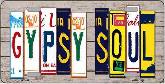 Gypsy Soul Simulated Wood Cut Novelty Metal License Plate