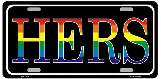 HERS Novelty Rainbow License Plate Style Sign
