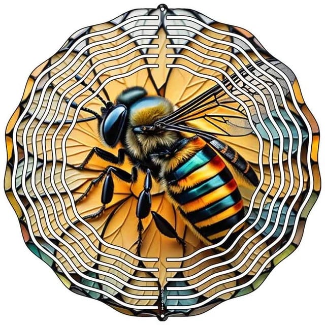 Honey Bee on Flower Novelty Metal Wind Spinner