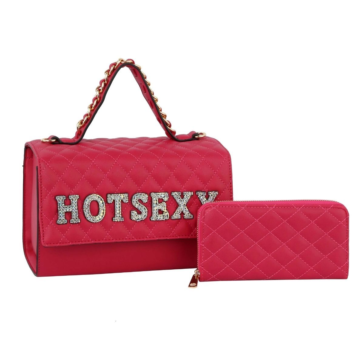 Fuchsia HOT SEXY Quilted Satchel Set