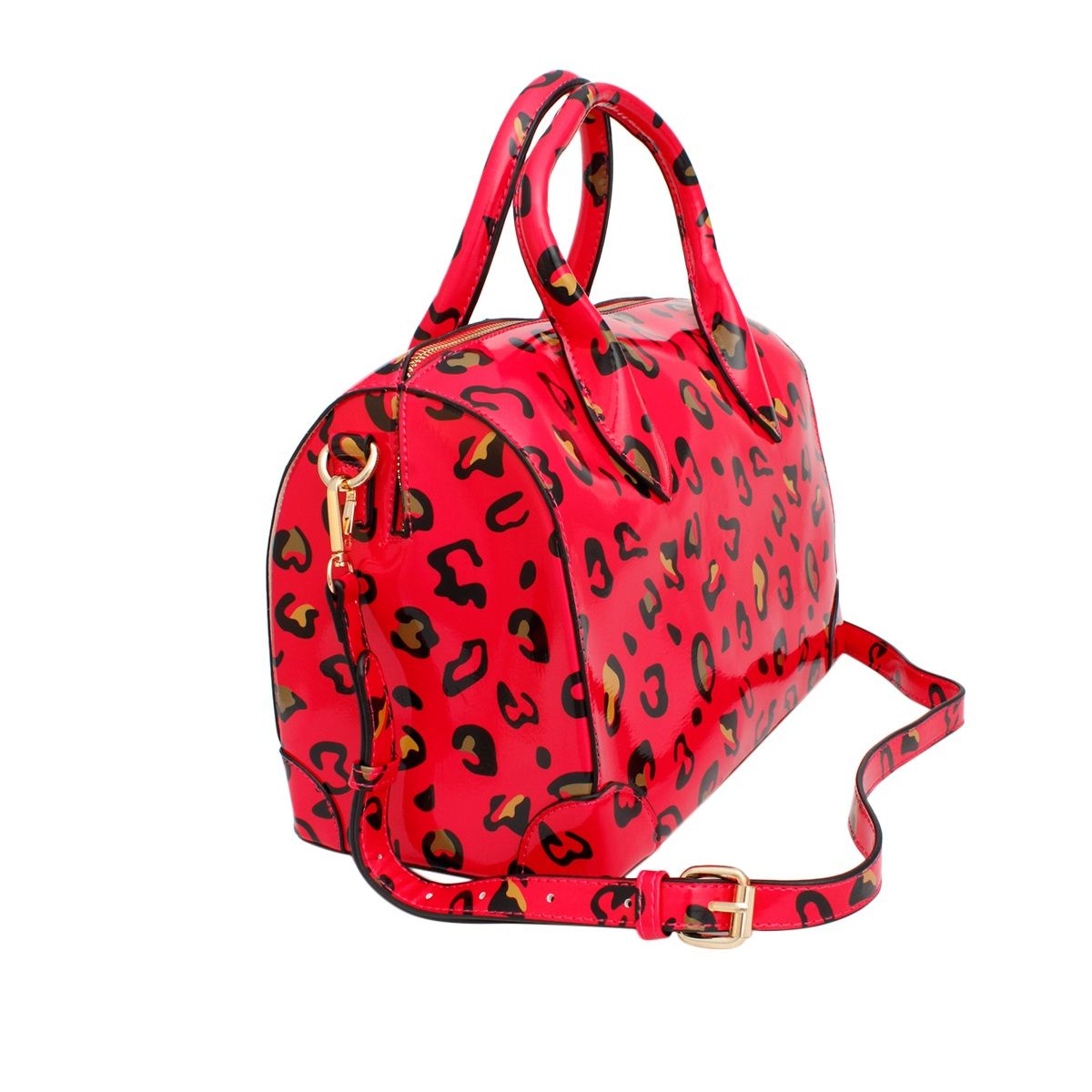 Domed Satchel Neon Fuchsia Leopard Handbag Set