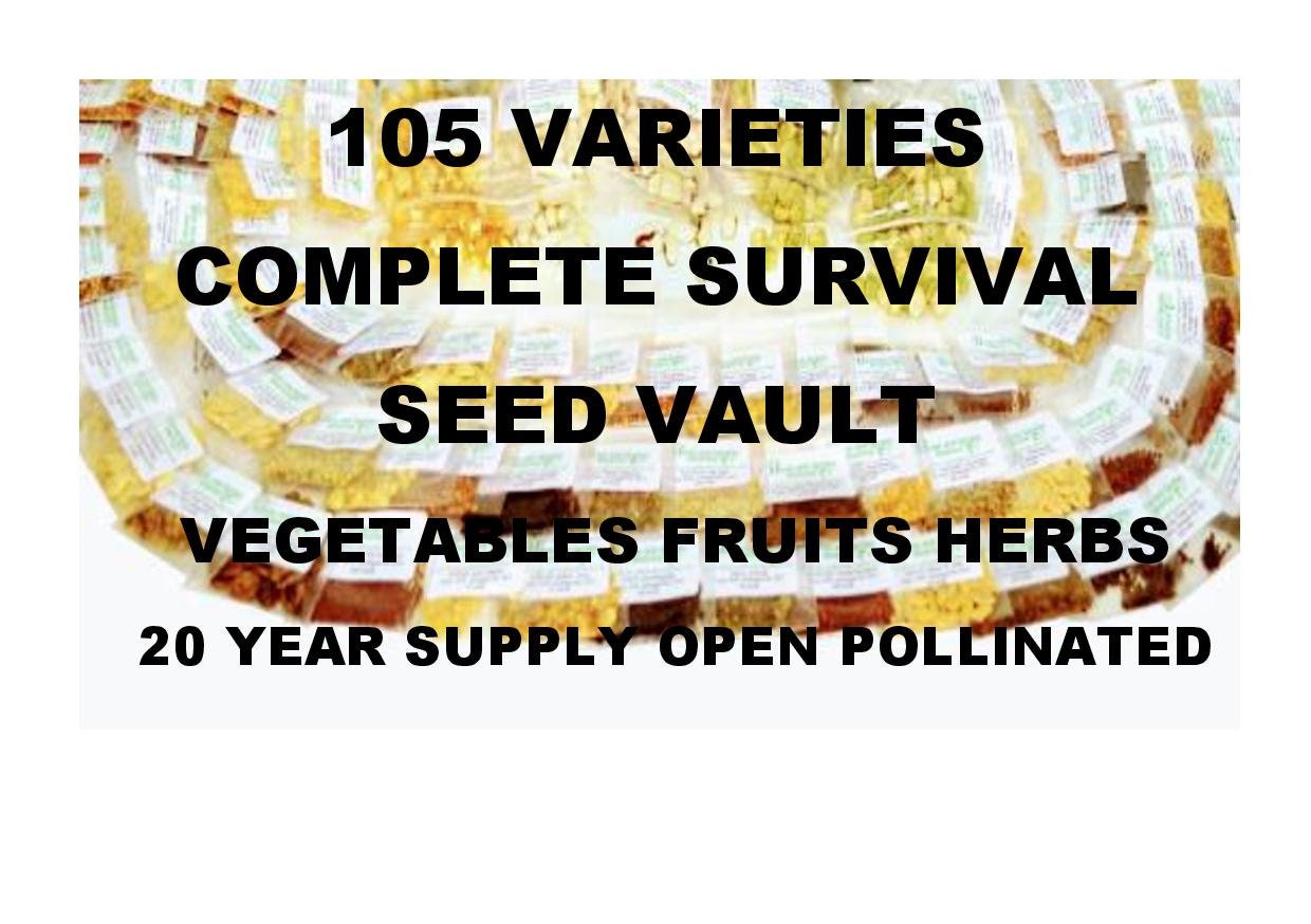 Organic Survival Seed bank 105 Variety Ultimate Heirloom Seed Vault for Survival and Preparedness