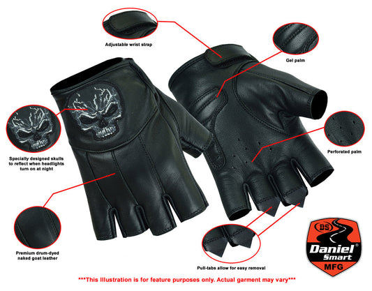 DS Reflective Skull Fingerless Glove