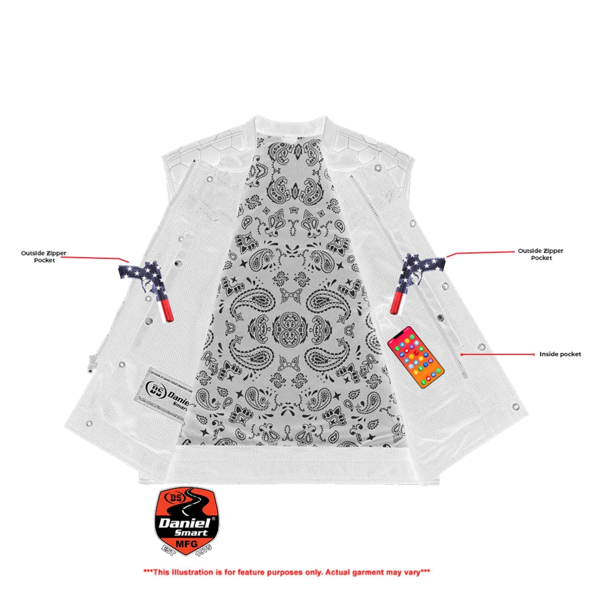 Liner Xray Blue Soul Men's Black Mesh Textile Vest with Blue Paisley Liner