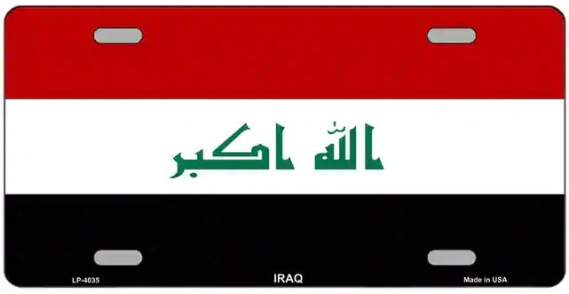 Iraq Flag Metal Novelty License Plate Style Sign