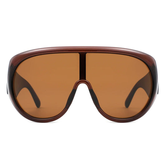 Sunglasses Brown Retro Rounded Visor for Women