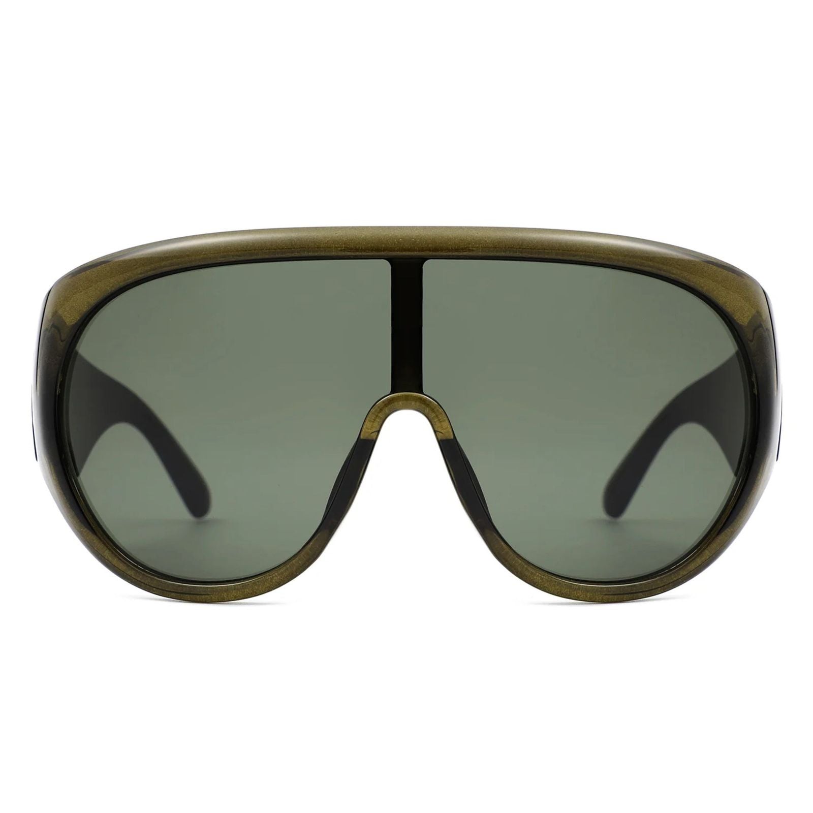 Sunglasses Green Retro Rounded Visor for Women
