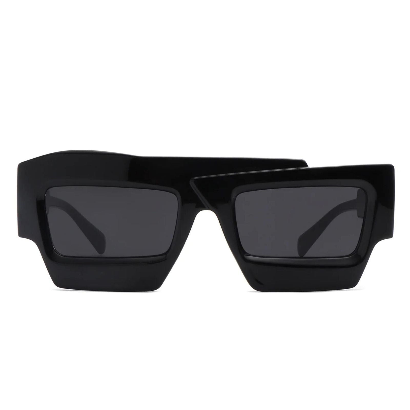 Sunglasses Black Flat Top Irregular Square Women
