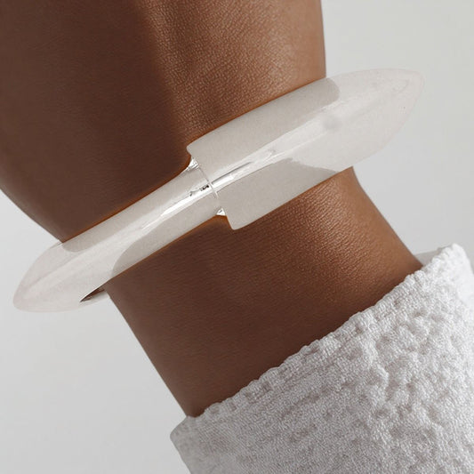 Cuff Angular Silver Futuristic Hinge Bracelet