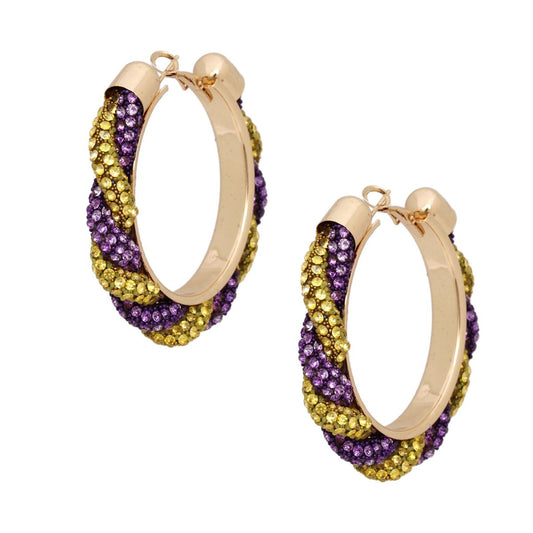 Omega Psi Vibrant Purple Gold Twisted Tube Hoops