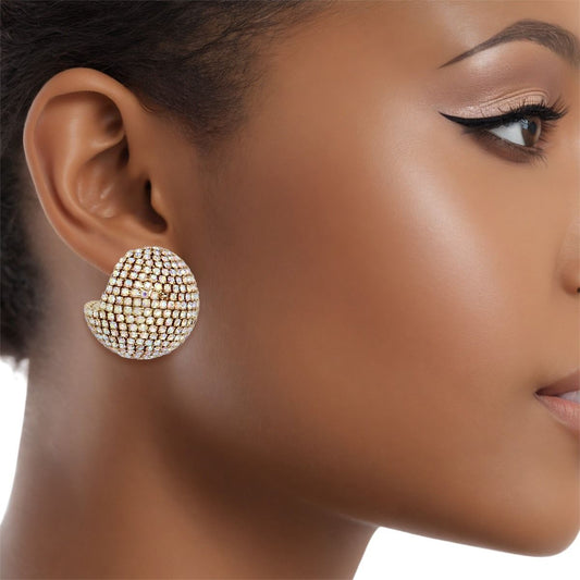 Stud Disco Glam Radiant Aurbo Gold Sphere Earrings