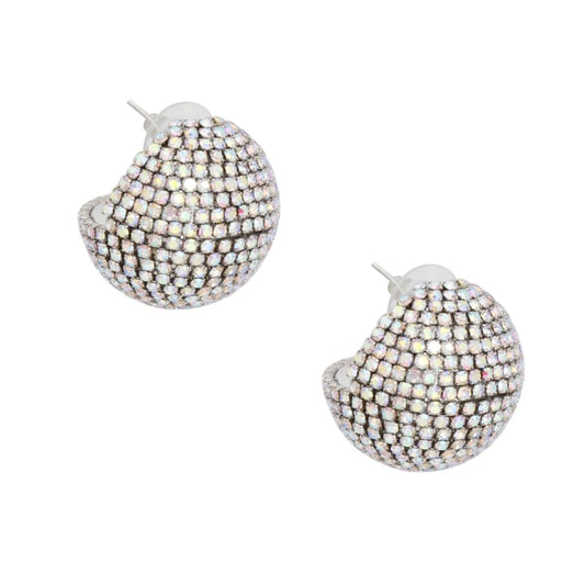 Stud Disco Glam Radiant Aurbo Silver Sphere Earrings