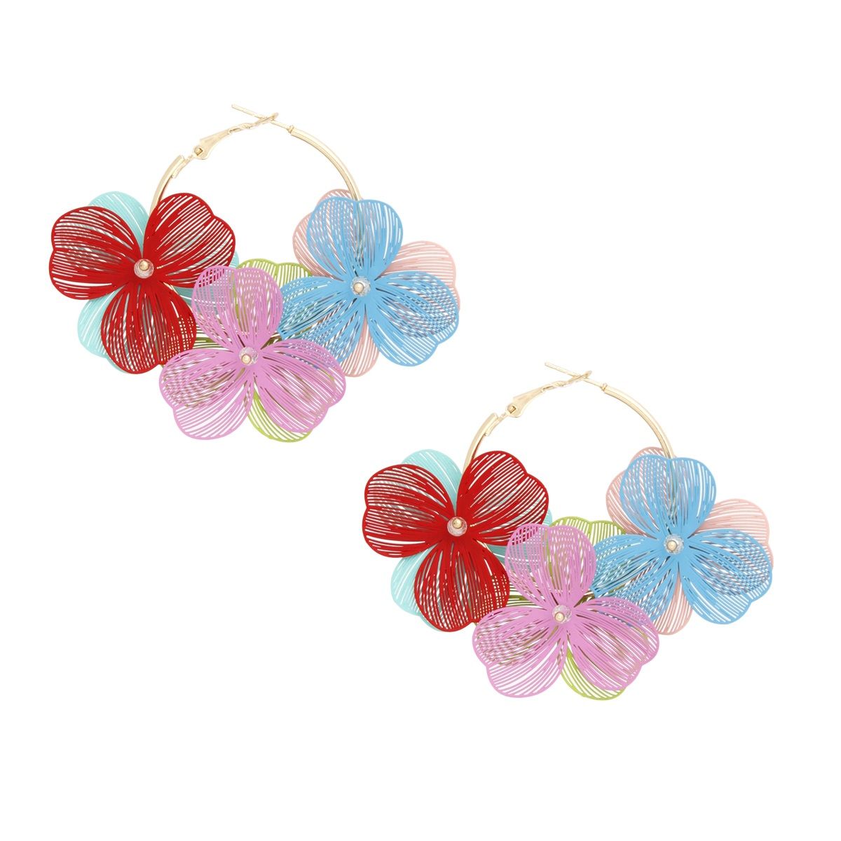 Hoops Carnival Bloom Die Cut Petal Flower Earrings