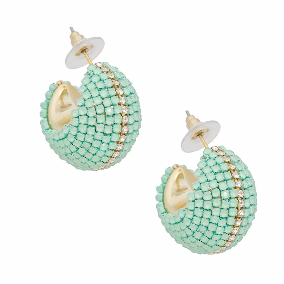 Hoop Trendy Pastel Mint Dazzling Wide Earrings