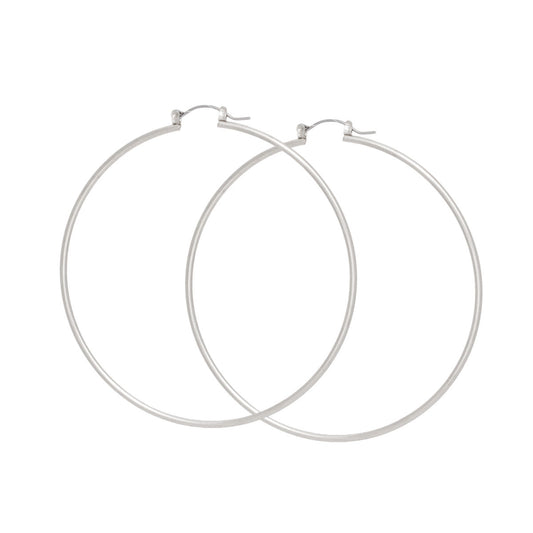 Hoop Classic 3 inch Thin Silver Earrings for Women
