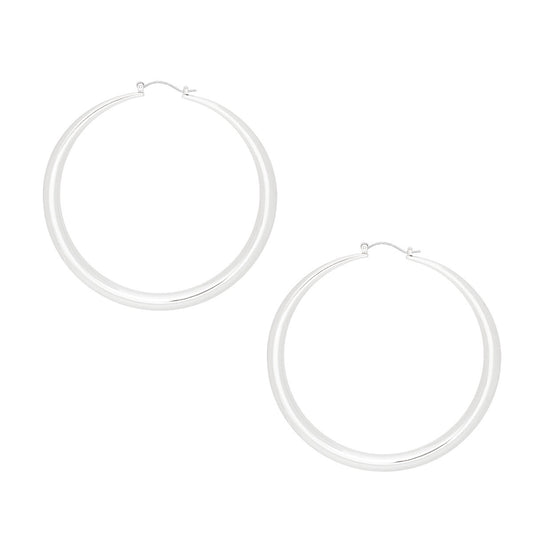 Hoop Sleek Silver Graduated Design Earrings Women