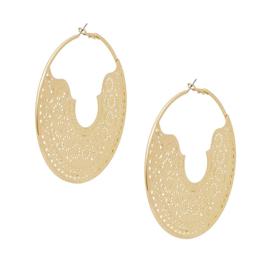 Hoop Intricate Filigree Large Boho Gold Earrings