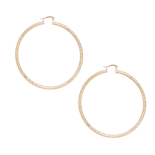 Hoop Classic 3 in Square Cut Gold Earrings Women