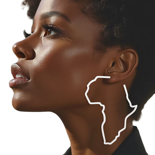 Hoop Modern Silver Africa Outline Earrings Women