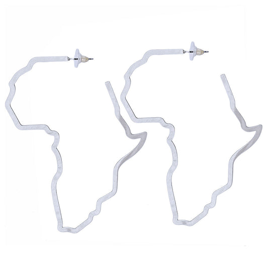 Hoop Modern Silver Africa Outline Earrings Women