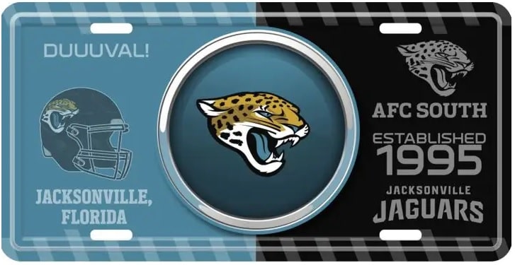 Jacksonville Jaguars NFL Licensed Metal Bulle Eye License Plate