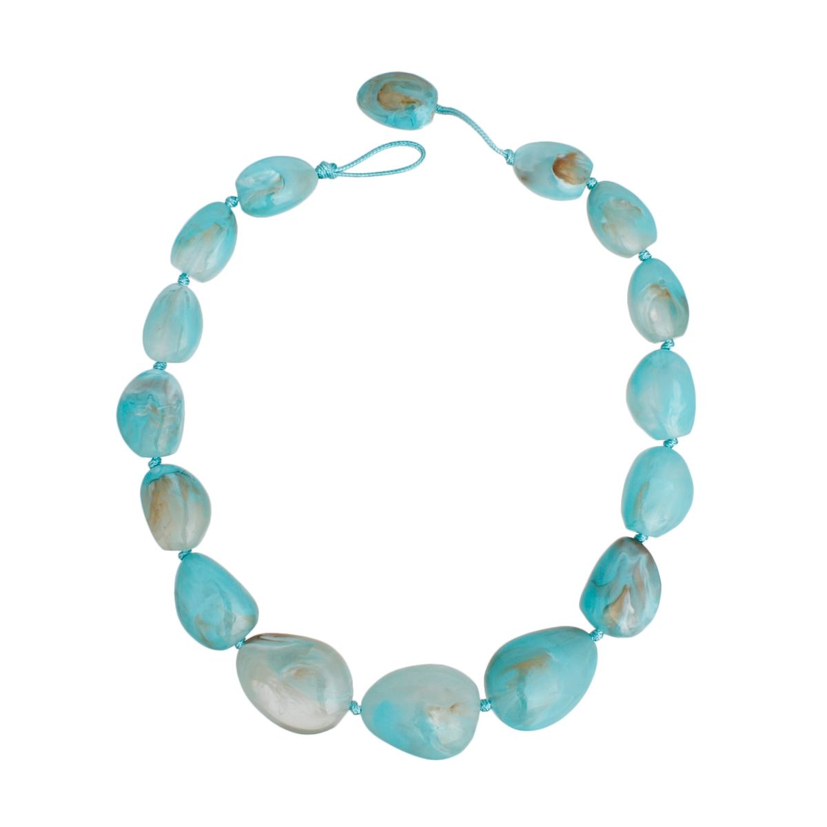 Collar Turquoise Marbled Stone Like Bead Necklace