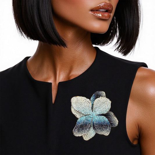 Brooch Handcrafted Brilliant Blue Flower Pin Clip