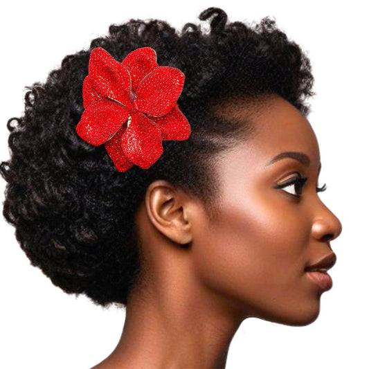 Brooch Handcrafted Brilliant Red Flower Pin Clip