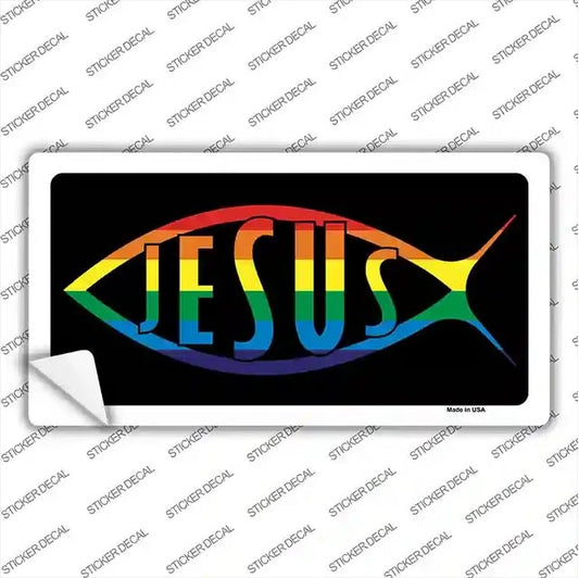 Jesus Fish Rainbow Novelty Sticker Decal