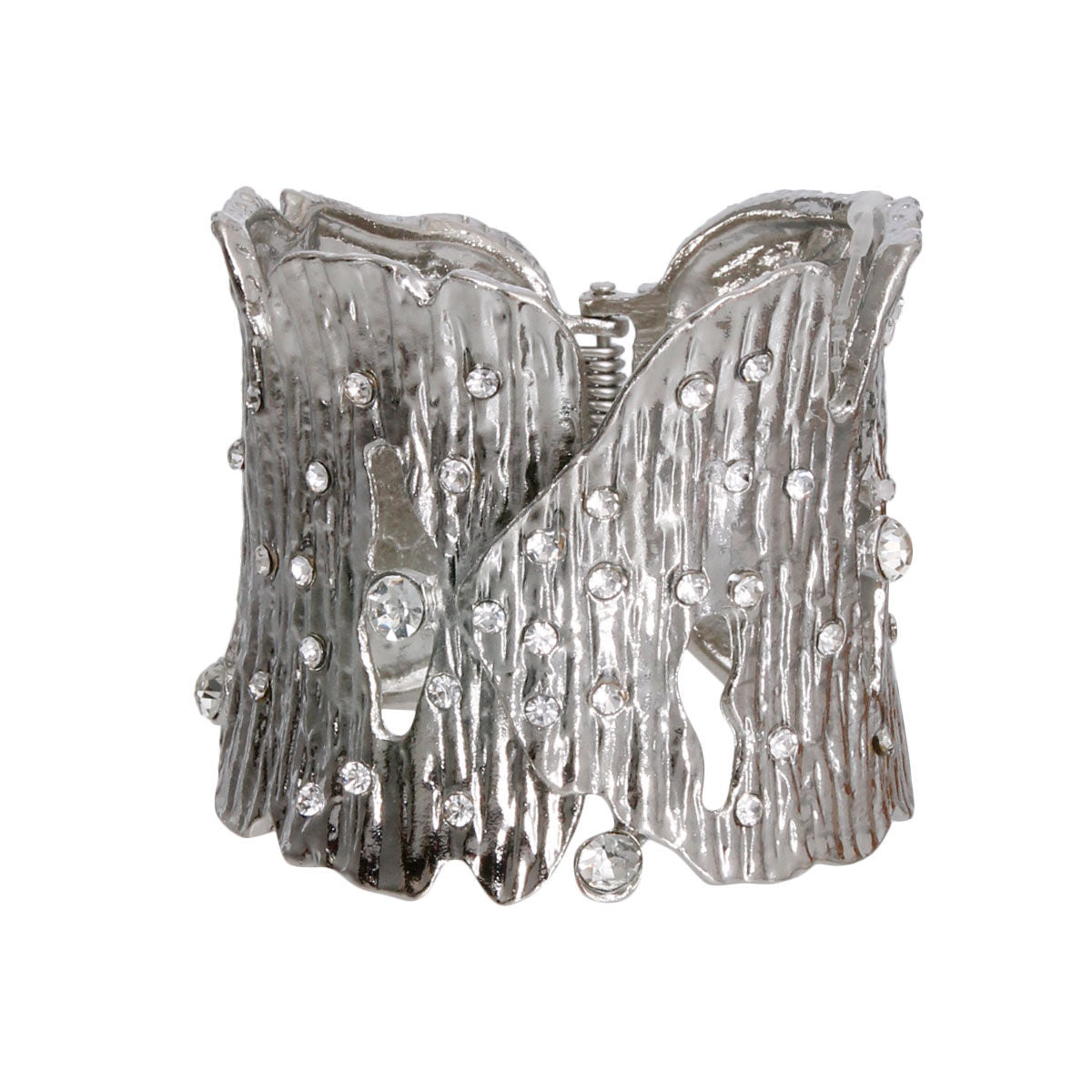 Chunky Silver Tree Bark Hinge Cuff