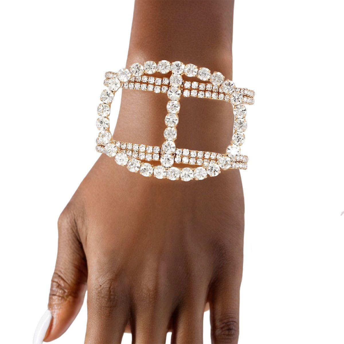 Cuff Gold Brilliant Luxe Pave Memory Wire Bracelet